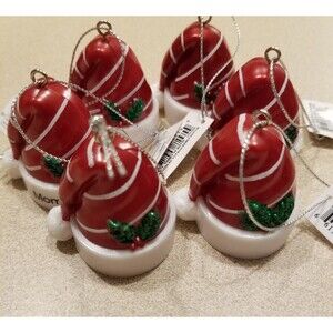 Vintage Ganz small christmas santa hat Christmas tree ornaments 6 count